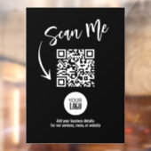 黒 企業 スキャン ミー QR コード カスタム ウィンドウサイン (シート2)