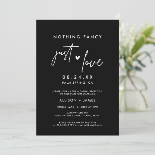 黒 何も特別なものはない、ただ愛を誓う挙式と披露宴 招待状 (スタンド正面)