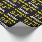 黒、偽/模造金、「94歳の誕生日」 ラッピングペーパー (角)