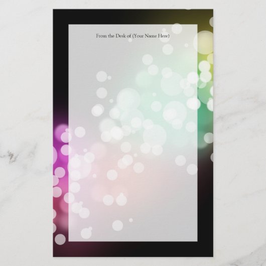 黒(《写真》ぼけ味ライト付き)カラフルデザイン 便箋 (正面)