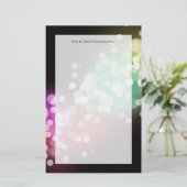 黒(《写真》ぼけ味ライト付き)カラフルデザイン 便箋 (スタンド正面)