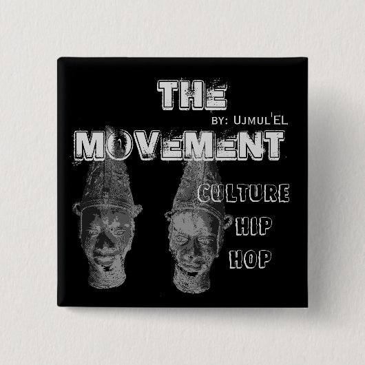 (黒)動き文化ヒップホップボタン 缶バッジ (正面)