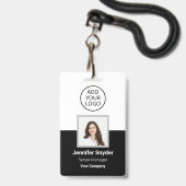 黒、従業員の写真ID、QRコード付き、会社 バッジ (正面（ネックストラップ付）)