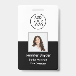 黒、従業員の写真ID、QRコード付き、会社 バッジ