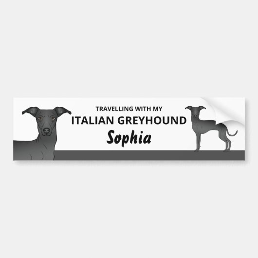 黒 – 旅行とイタリアンGreyhound Dog バンパーステッカー (正面)