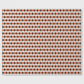 黒、明るいオレンジと白のハーレクイン ラッピングペーパー (フラット)