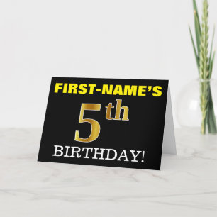 黒、模造金ゴールド「第5誕生日」カード カード