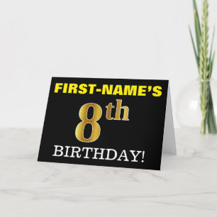黒、模造金ゴールド「第8誕生日」カード カード