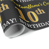 黒、模造金ゴールド「10誕生日」 ラッピングペーパー (ロールコーナー)