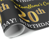 黒、模造金ゴールド「20誕生日」 ラッピングペーパー (ロールコーナー)