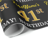 黒、模造金ゴールド「41番目の誕生日」 ラッピングペーパー (ロールコーナー)