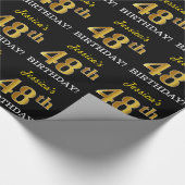 黒、模造金ゴールド「48誕生日」 ラッピングペーパー (角)
