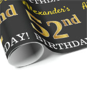 黒、模造金ゴールド「52番目の誕生日」 ラッピングペーパー (ロールコーナー)