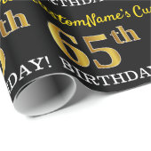 黒、模造金ゴールド「65th誕生日」 ラッピングペーパー (ロールコーナー)