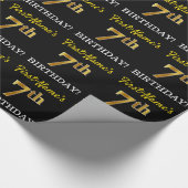 黒、模造金ゴールド「7番目誕生日」 ラッピングペーパー (角)