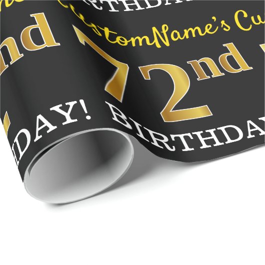 黒、模造金ゴールド「72番目の誕生日」 ラッピングペーパー (ロールコーナー)