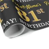 黒、模造金ゴールド「81番目の誕生日」 ラッピングペーパー (ロールコーナー)