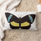 黒、水及び黄色の蝶装飾用クッション ランバークッション (ブランケット)