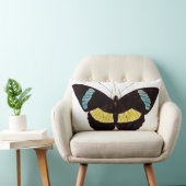 黒、水及び黄色の蝶装飾用クッション ランバークッション (椅子)