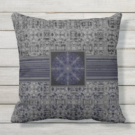 黒、海軍、グレーのXとOのパターン アウトドアクッション