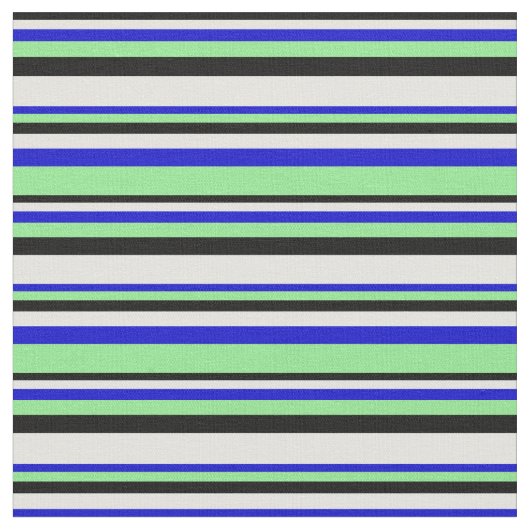 黒、淡いシアン、青、薄い緑の線 ファブリック (クローズアップ)