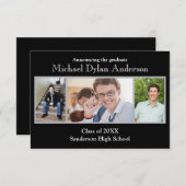 黒/灰色の背景–3 x 5卒業のお知らせ 招待状 (正面/裏面)