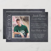 黒/灰色の黒板 - 卒業おめでとうのご案内 招待状 (正面/裏面)