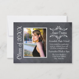 黒/灰色の黒板-3x5卒業発表 招待状