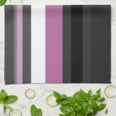 黒、灰色、白のストライプ キッチンタオル (折り畳み)