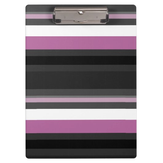 黒、灰色、白のストライプ クリップボード (正面)