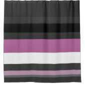 黒、灰色、白のストライプ シャワーカーテン (正面)