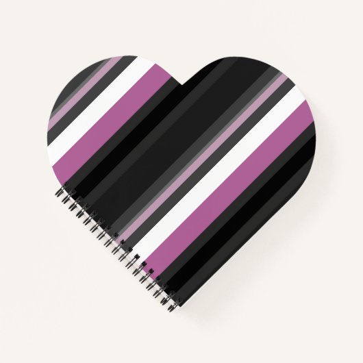 黒、灰色、白のストライプ ノートブック (正面)