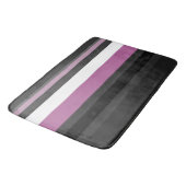 黒、灰色、白のストライプ バスマット (アングル)