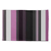 黒、灰色、白のストライプ 枕カバー (裏面)