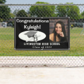 黒、灰色、白のビニールの卒業写真 横断幕 (インサイチュ)