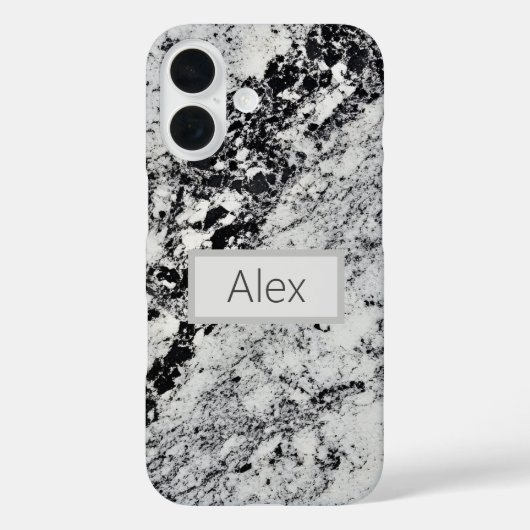 黒、灰色、白の花崗岩 Case-Mate iPhoneケース (裏面)