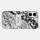 黒、灰色、白の花崗岩 Case-Mate iPhoneケース (裏面 (横))