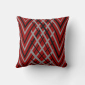 黒、灰色、赤のパターン クッション (裏面)