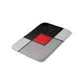 黒、灰色、赤の抽象的な四角形 バスマット (アングル)