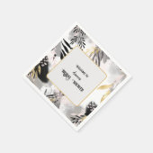 黒、灰色、金ゴールドの葉のシャワー スタンダードカクテルナプキン (角)