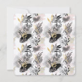 黒、灰色、金ゴールドの葉のシャワー 招待状 (裏面)