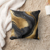 黒、灰色、金ゴールド（ばちゃばちゃ）跳ねる抽象芸術 クッション (ブランケット)