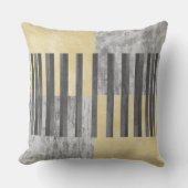 黒、灰色、黄色のジオメトリストライプ クッション (正面)