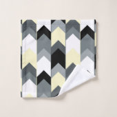 黒、灰色、黄色の山形のバスタオルセット バスタオルセット (ウォッシュタオル)