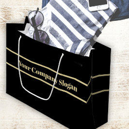 黒 – -無地のパターンなし ラージペーパーバッグ