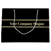 黒 – -無地のパターンなし ラージペーパーバッグ (正面)