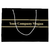 黒 – -無地のパターンなし ラージペーパーバッグ (裏面)