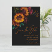 黒 焦橙 モノグラム 結婚式 Save the Date (スタンド正面)