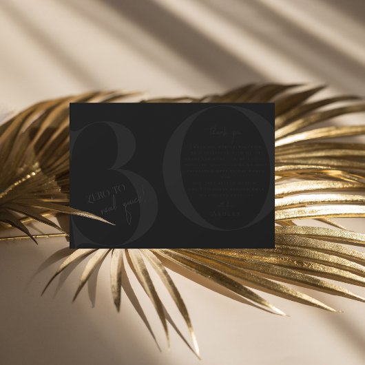 黒 | 現代的な30歳の誕生日パーティー　ありがとう サンキューカード