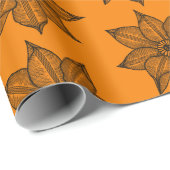 黒、琥珀色のスケッチーの花 ラッピングペーパー (ロールコーナー)